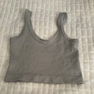 Gray Ribbed Women's Crop Top